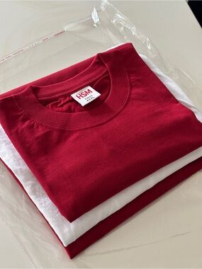 HSM / Midtown - Men's Red & White Basic Tee Bundle XXXL Cotton T-Shirts